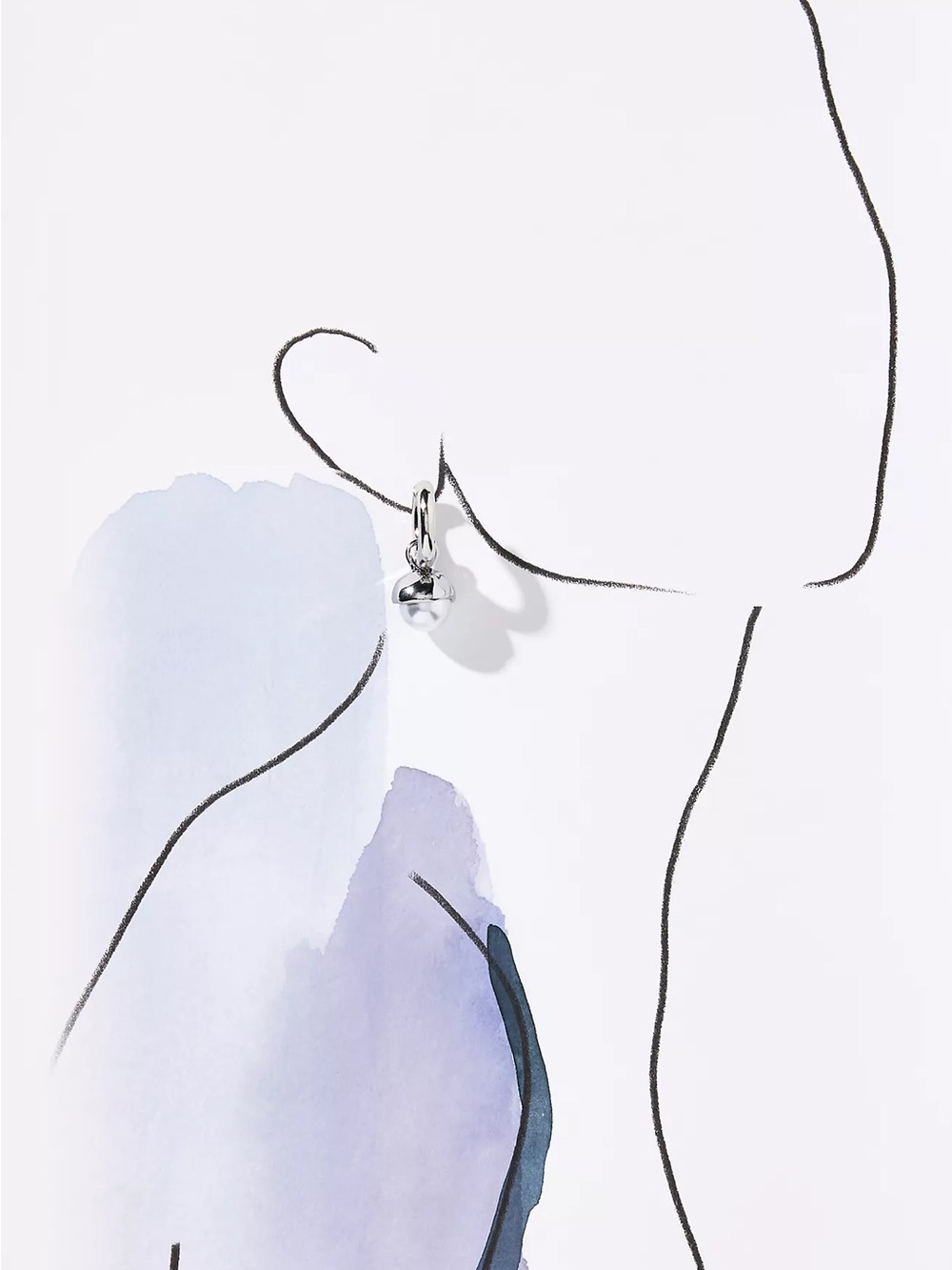 Pearl Drop Huggie Hoop Earrings - Picture 3 of 6